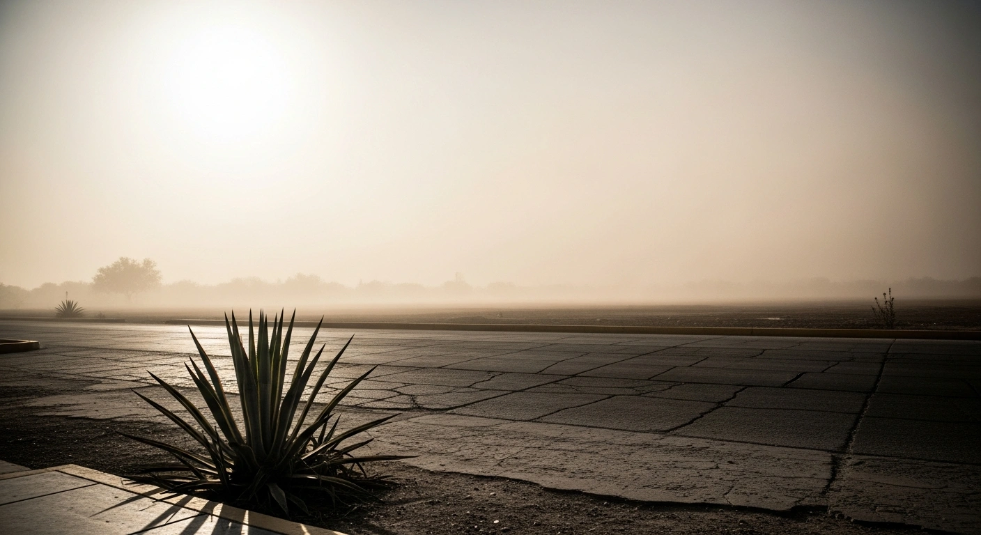 A sun-scorched street in Mexico illustrates the severe heatwave conditions that have led to heat-related illnesses and fatalities.