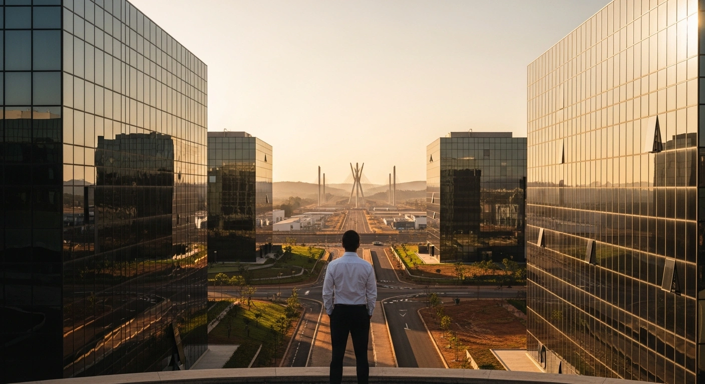 Governor Romeu Zema observes a modern industrial development project representing the new economic modernization plan for Minas Gerais.