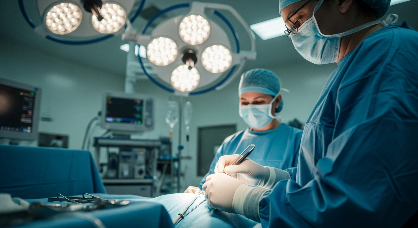 A surgeon performs a minimally invasive mastectomy under local-regional anesthesia at Policlinico Tor Vergata in Rome.