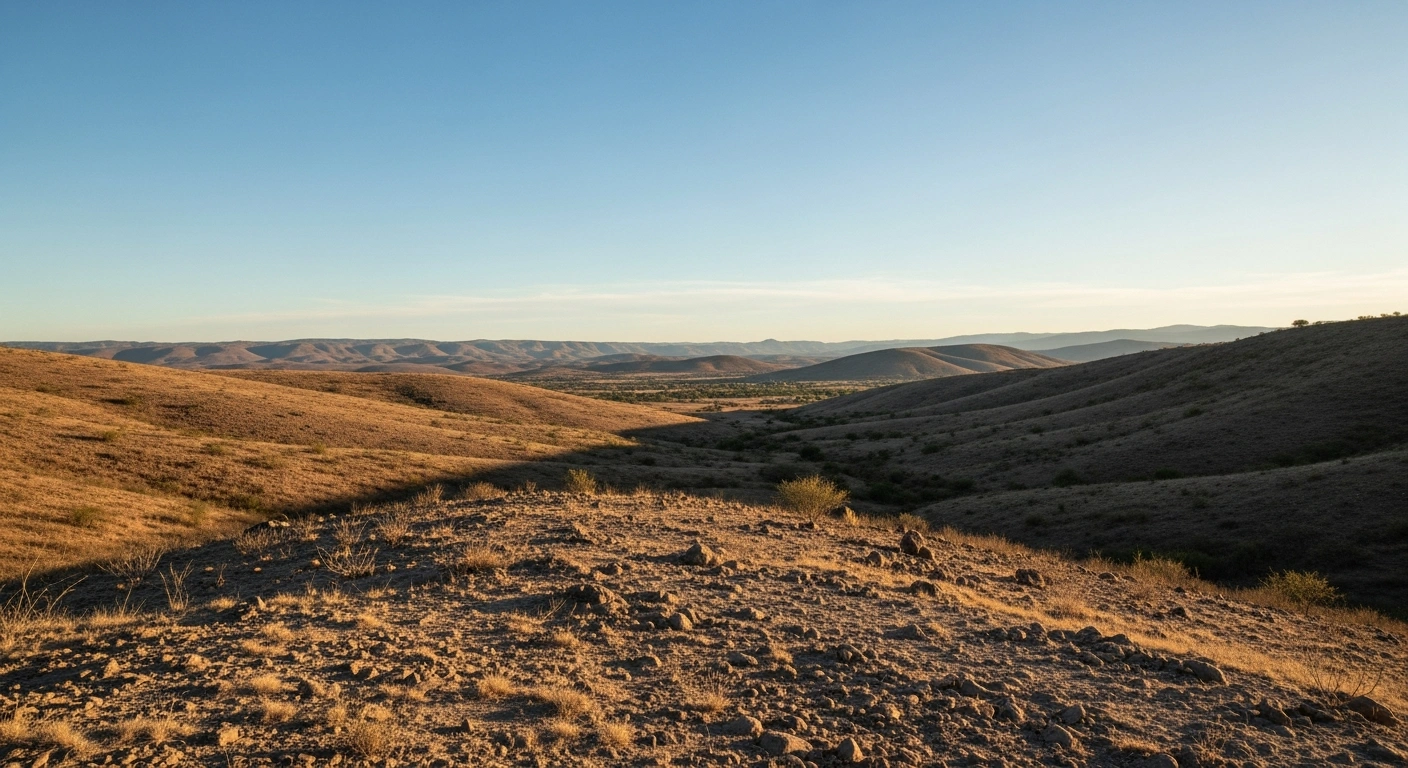 A peaceful, sunlit landscape in San Marcos, Guerrero, remains undisturbed following a minor magnitude 2.6 earthquake.