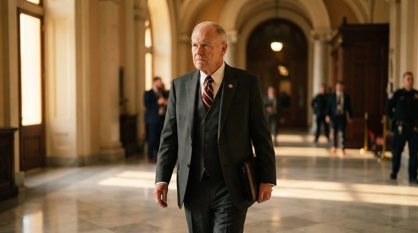 Senate Minority Leader Mitch McConnell walks through the U.S. Capitol hallway upon his return to legislative duties.