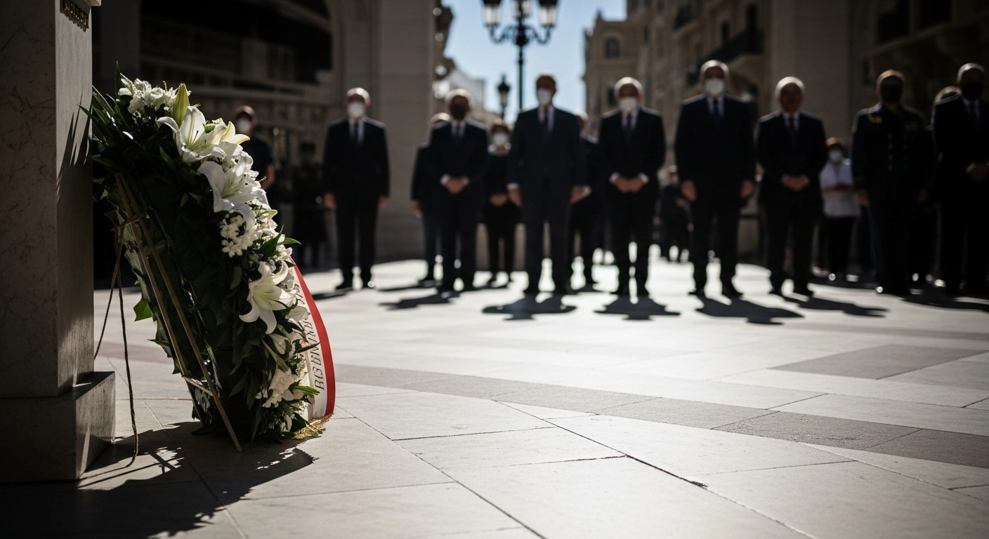 Government officials attend a solemn memorial ceremony in Monaco to honor the victims of the Roma and Sinti Holocaust.