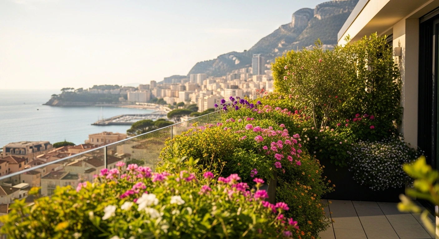 A lush rooftop garden in Monaco showcases the environmental beautification efforts of the Draw Me a Garden competition winners.