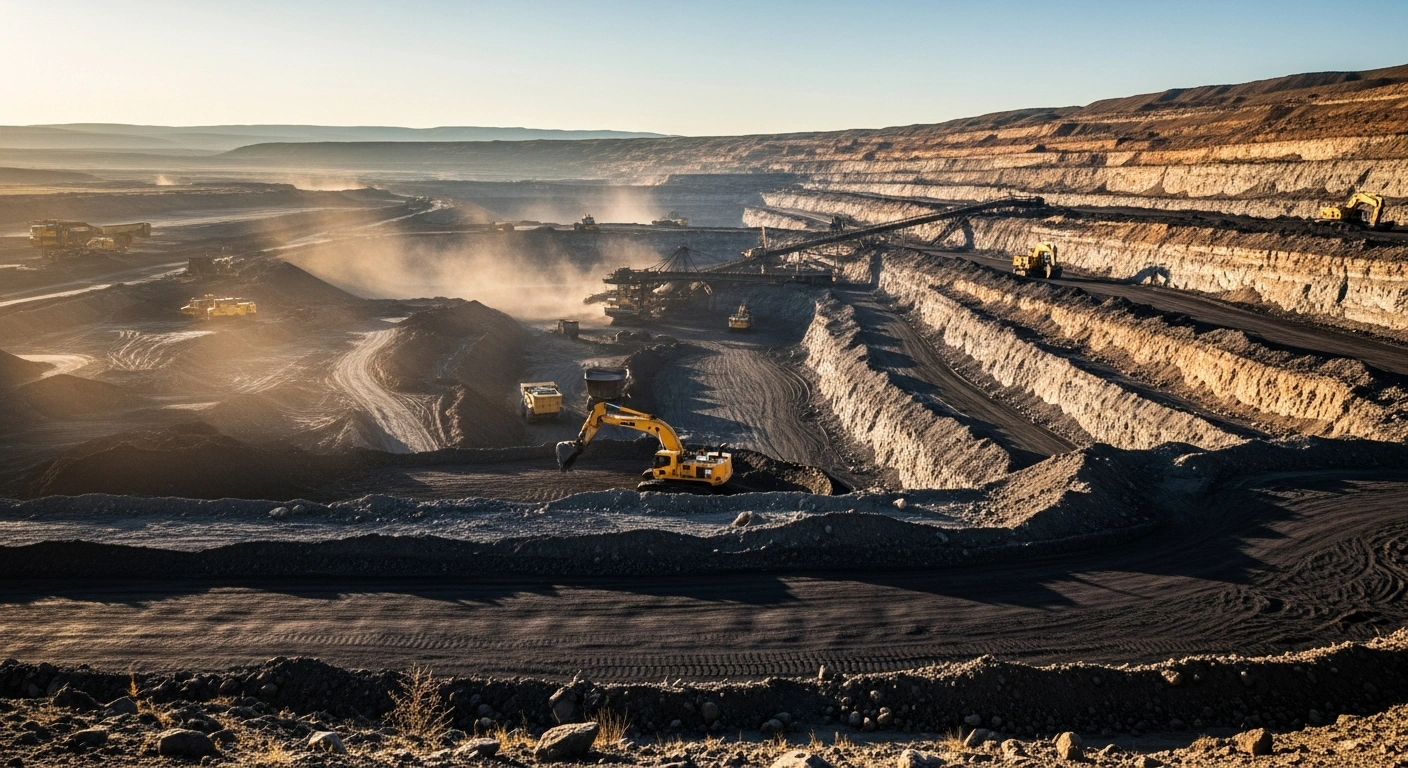 Heavy machinery operates at the Borteeg coal deposit in Mongolia as the government begins new mining operations.