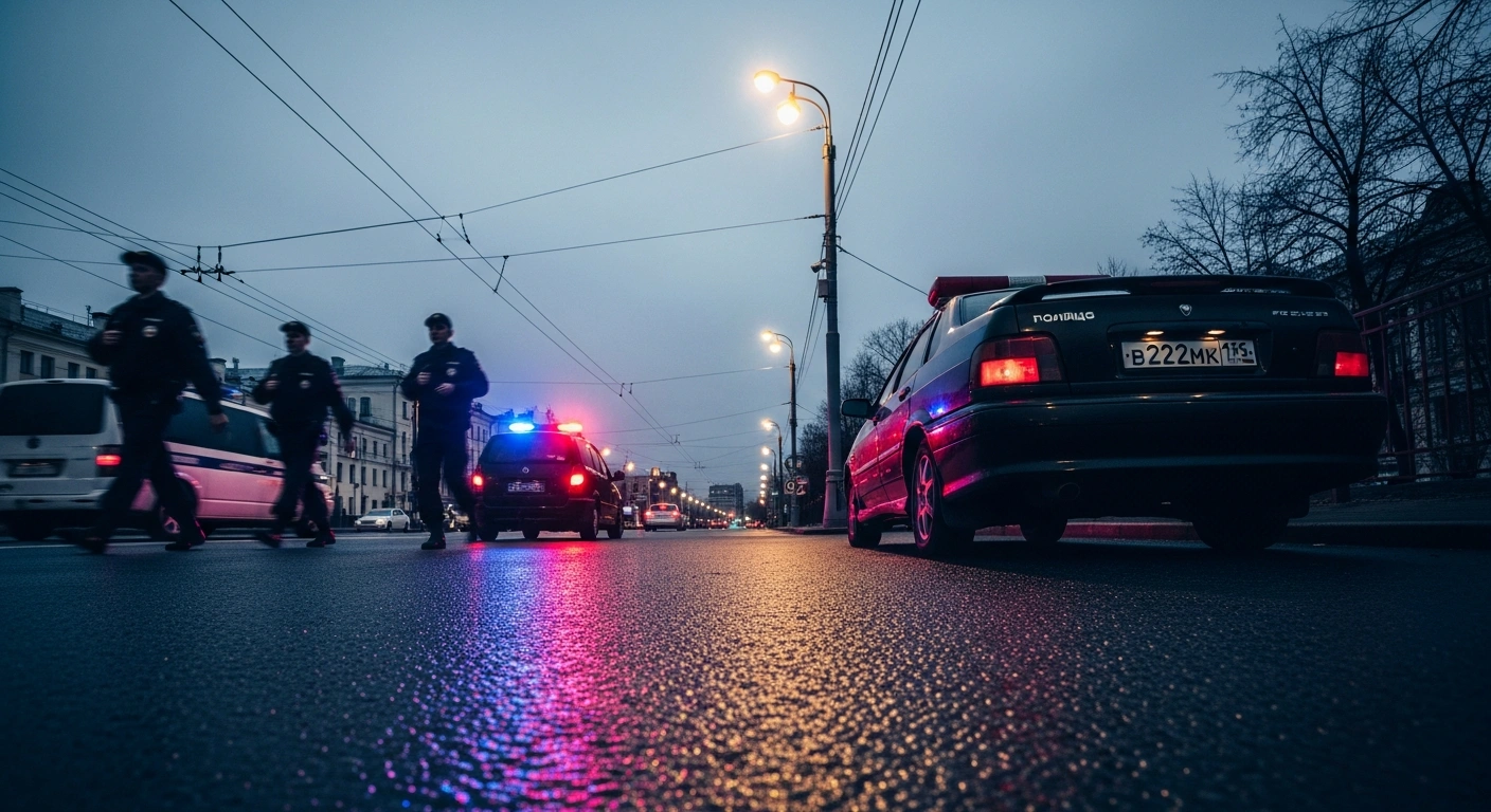 Moscow law enforcement officers investigate a car involved in a foiled bomb plot involving two teenagers.