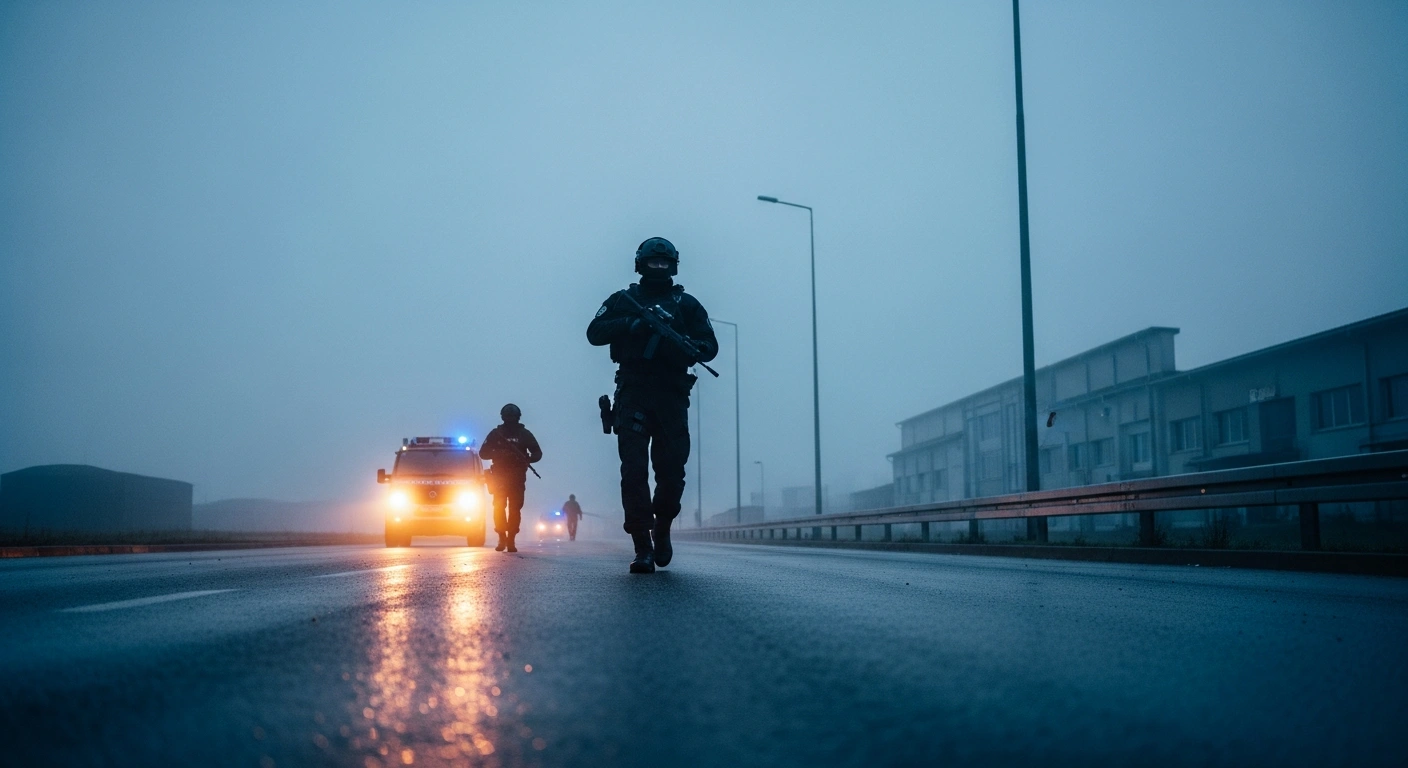 Specialized police units from the Federal Police Administration conduct a security operation against organized crime near Mostar.
