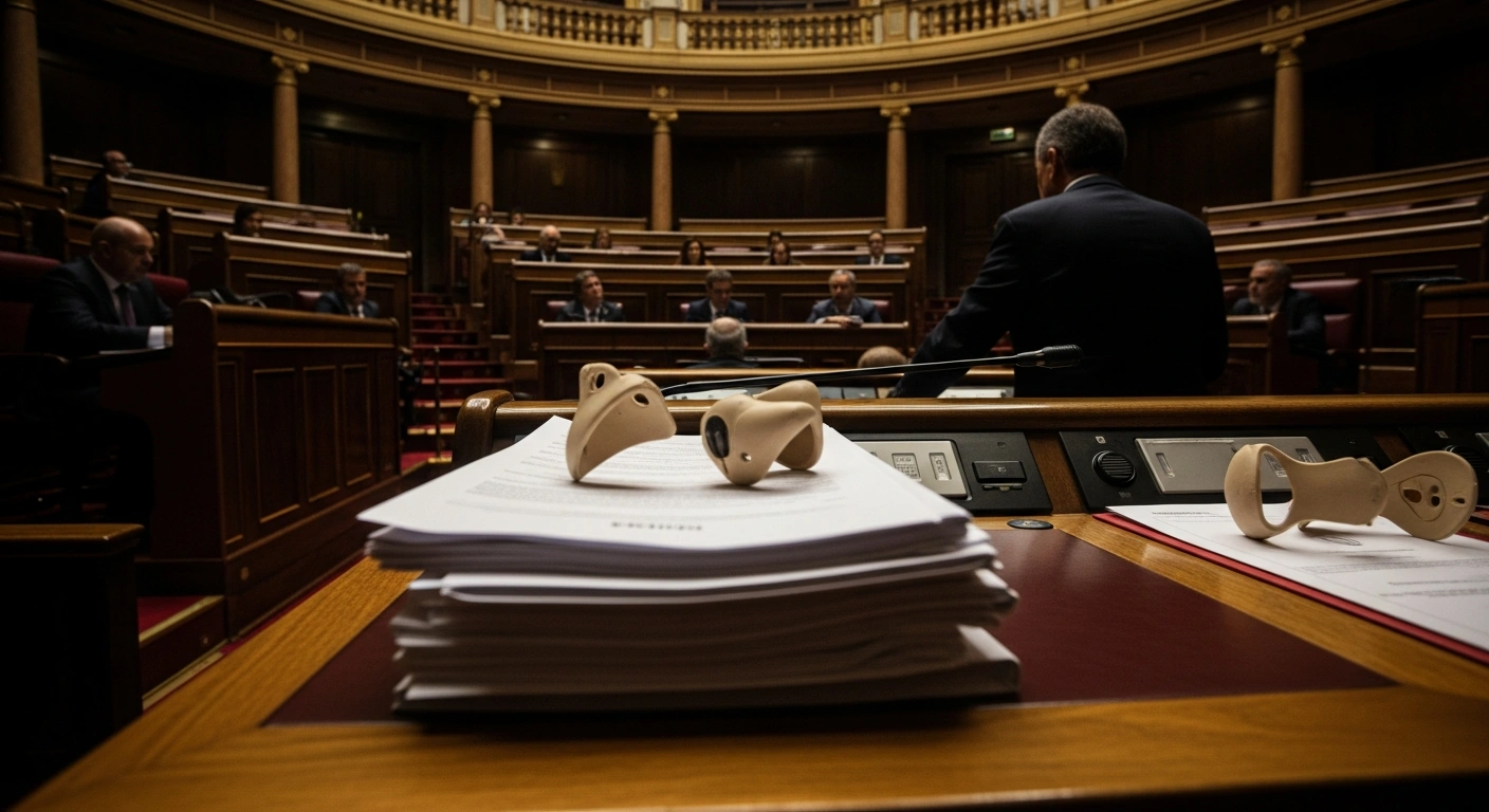 Lawmakers in the Regional Assembly of Murcia, Spain, debate the investigation into the irregular procurement of medical prostheses.