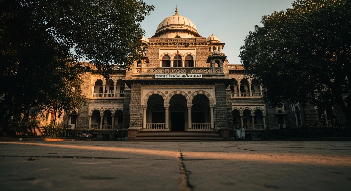 The exterior of the Nashik district court building where five individuals were granted bail in a legal case involving a TCS facility.