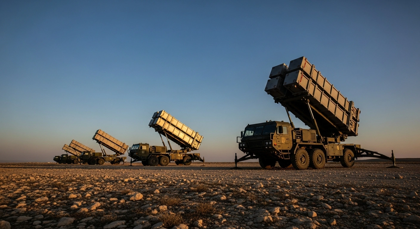 A NATO Patriot missile defense system is deployed on a rocky landscape in Malatya, Turkey, to enhance regional airspace security.