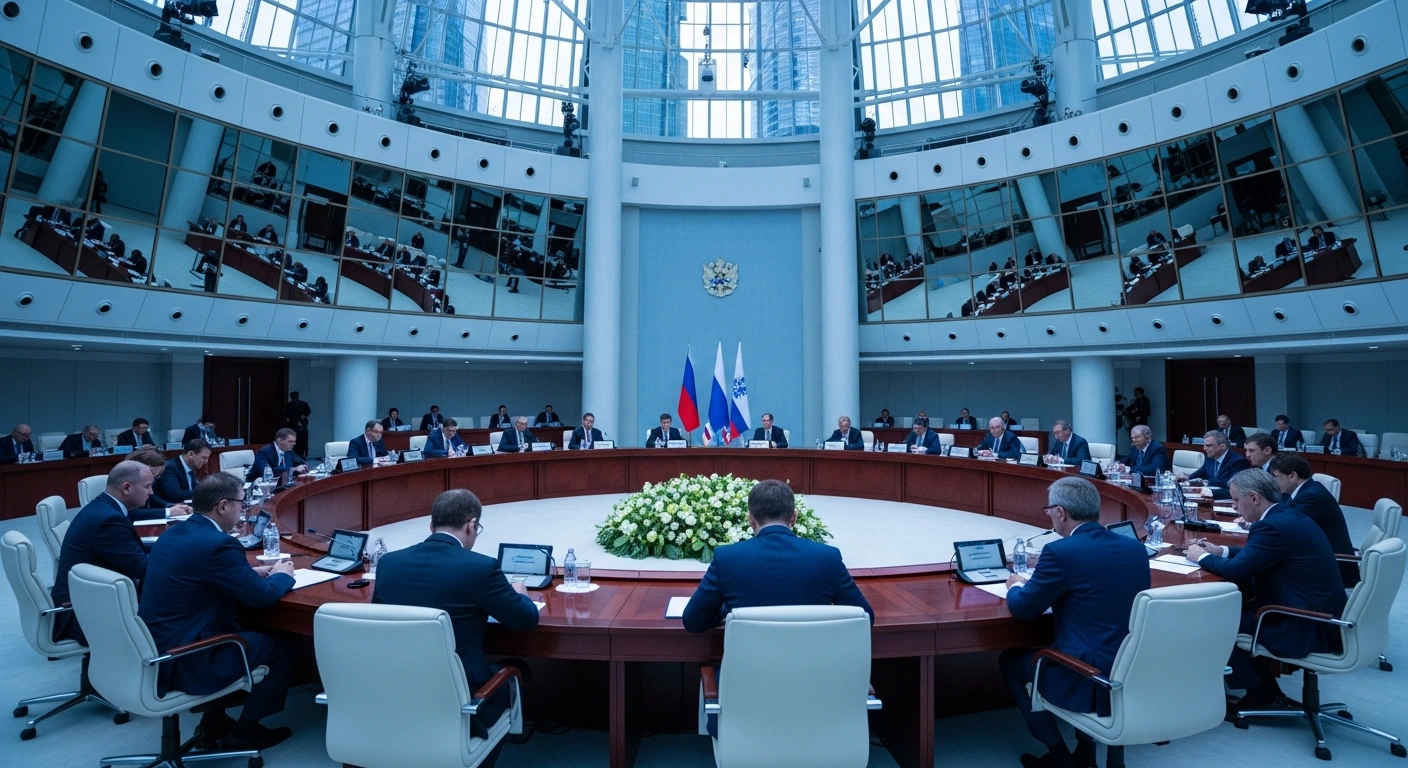 International representatives gather at the New Development Bank annual meeting in Moscow to discuss global infrastructure investment and sustainable economic development.