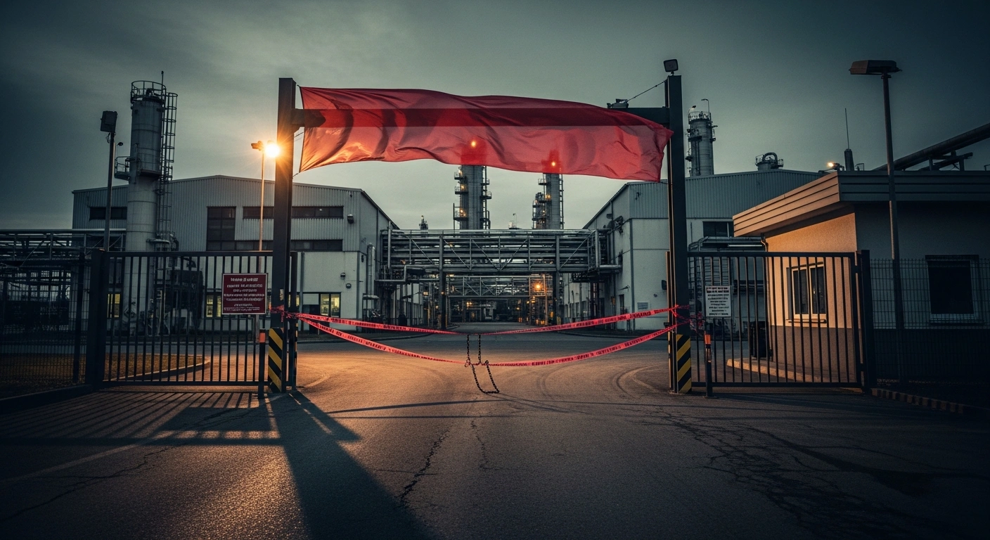The entrance of Bond Chemicals Industries Limited in Awe, Oyo State, is sealed with chains and warning tape by NESREA officials due to environmental non-compliance.