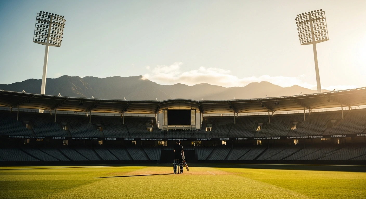 A professional cricket player stands on a pitch at a stadium in New Zealand as the Indian men's cricket team prepares for their upcoming multi-format summer tour.