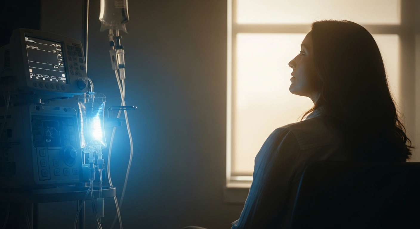 A patient receives advanced immunotherapy treatment in a modern hospital setting as part of the new NHS cervical cancer care initiative.