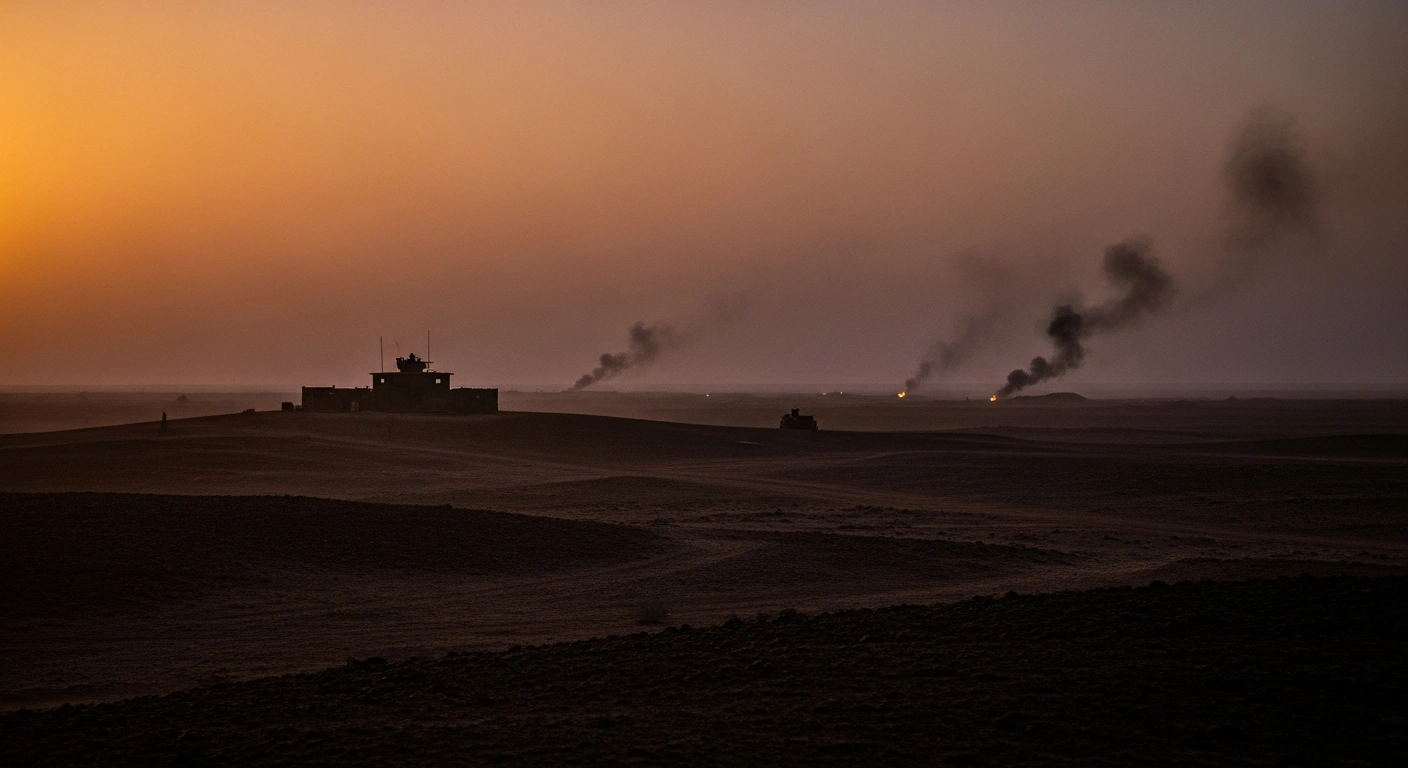 A tactical military site in northeastern Nigeria is shown at dusk following a joint US-Nigerian counter-terrorism operation that resulted in the death of a senior Islamic State leader.