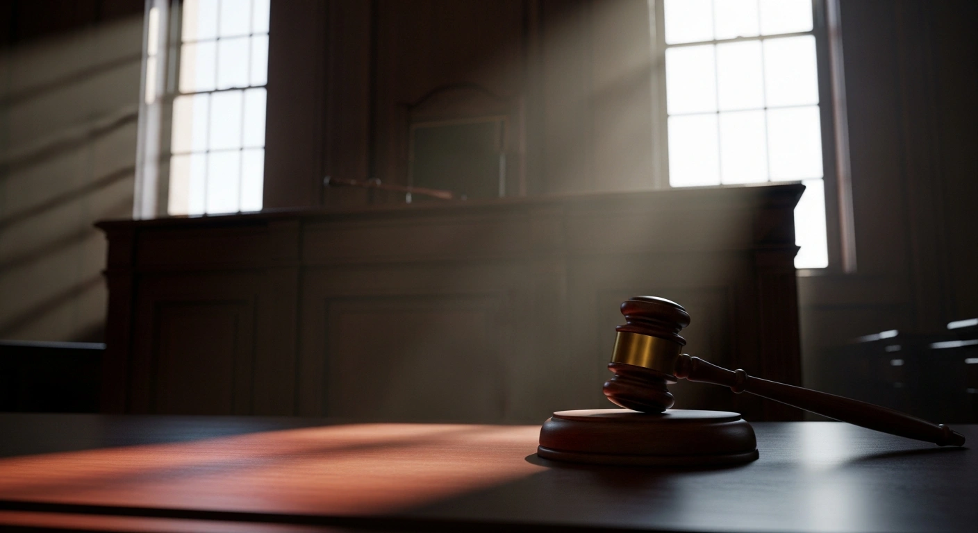 A gavel rests on a wooden bench inside a Nigerian courtroom following the Federal High Court's dismissal of a lawsuit regarding the Electoral Act 2026.