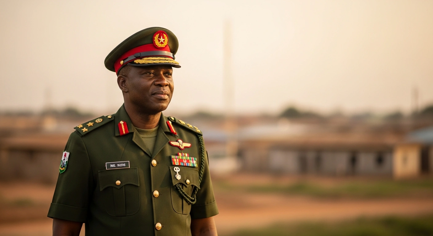 General Christopher Musa, the Chief of Defence Staff of Nigeria, stands in his military uniform while discussing the importance of addressing social issues to achieve national security.