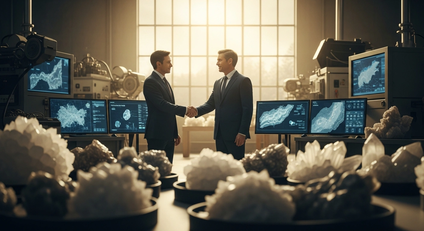 Two officials shake hands in a modern laboratory to symbolize the new solid minerals partnership between Nigeria and Türkiye.