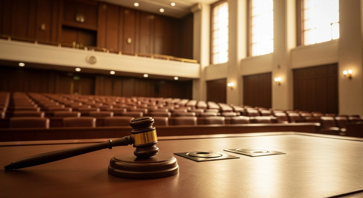 A wooden gavel rests on a desk inside the Nigerian Senate chamber, representing the proposed Administration of Criminal Justice Act 2026 reforms.