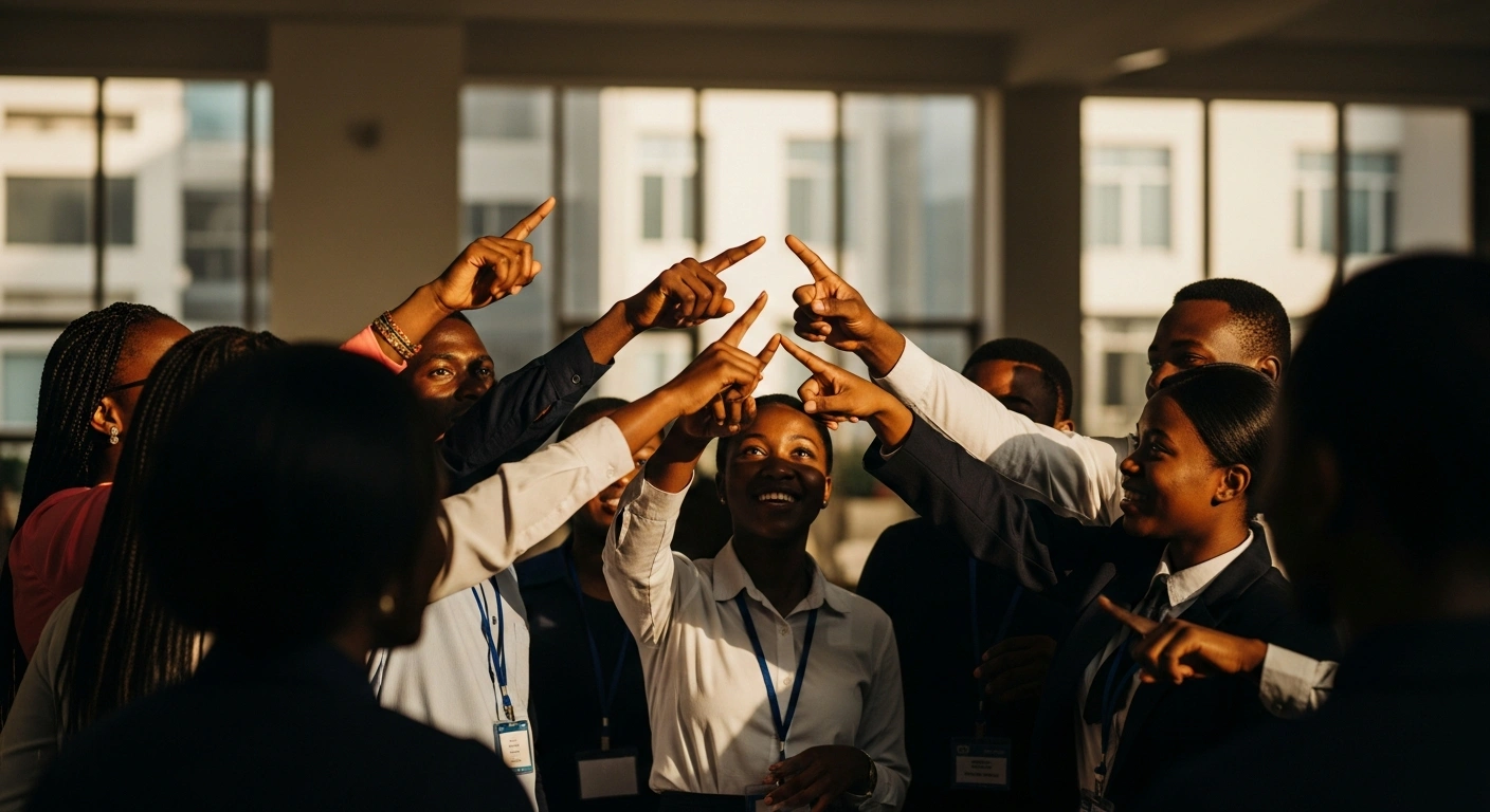 A diverse group of Nigerian students participates in a national summit focused on youth empowerment and social security development.