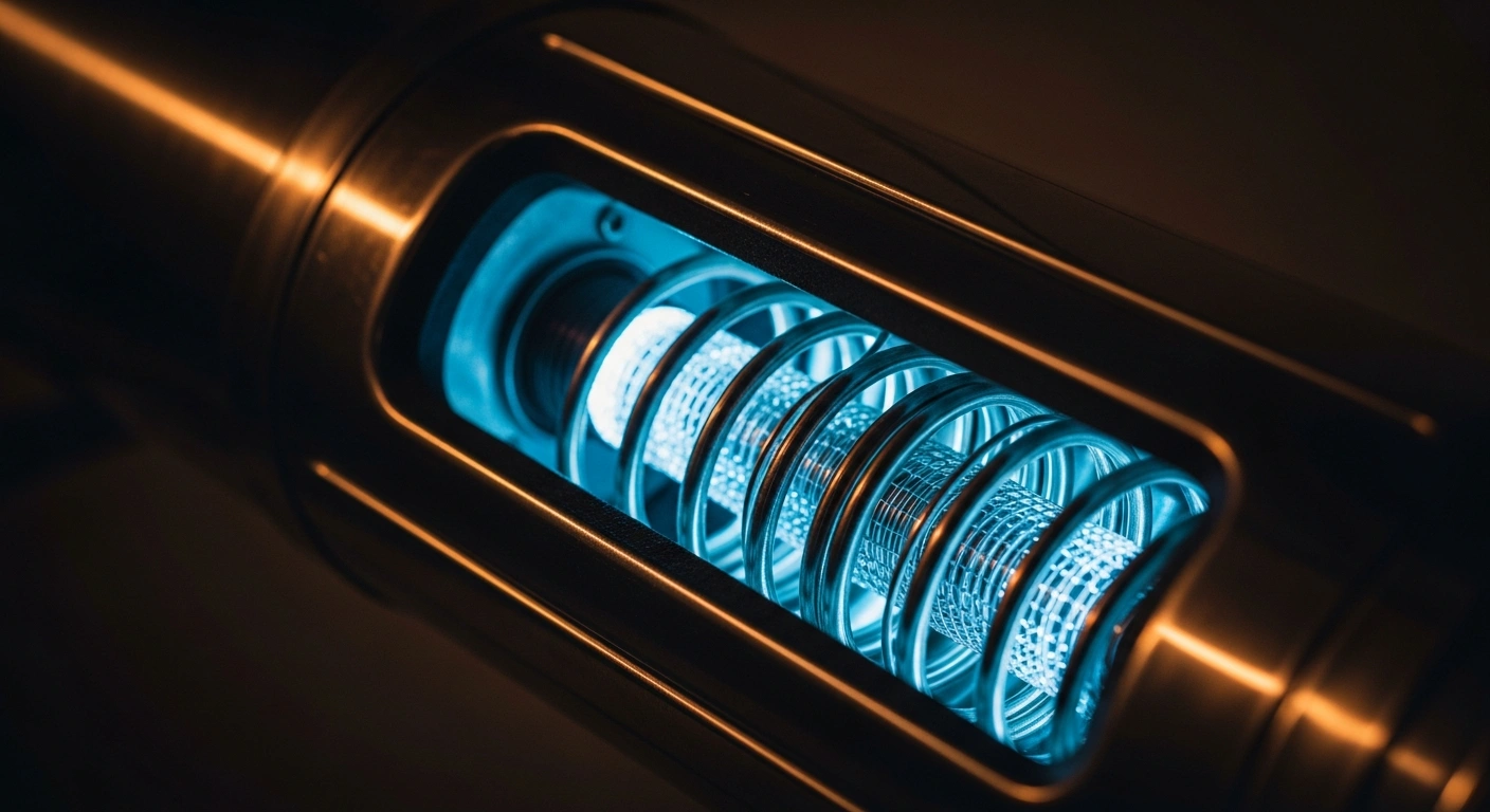 A close-up view of advanced thermal management technology inside a water heater designed to eliminate harmful microbes for public health.