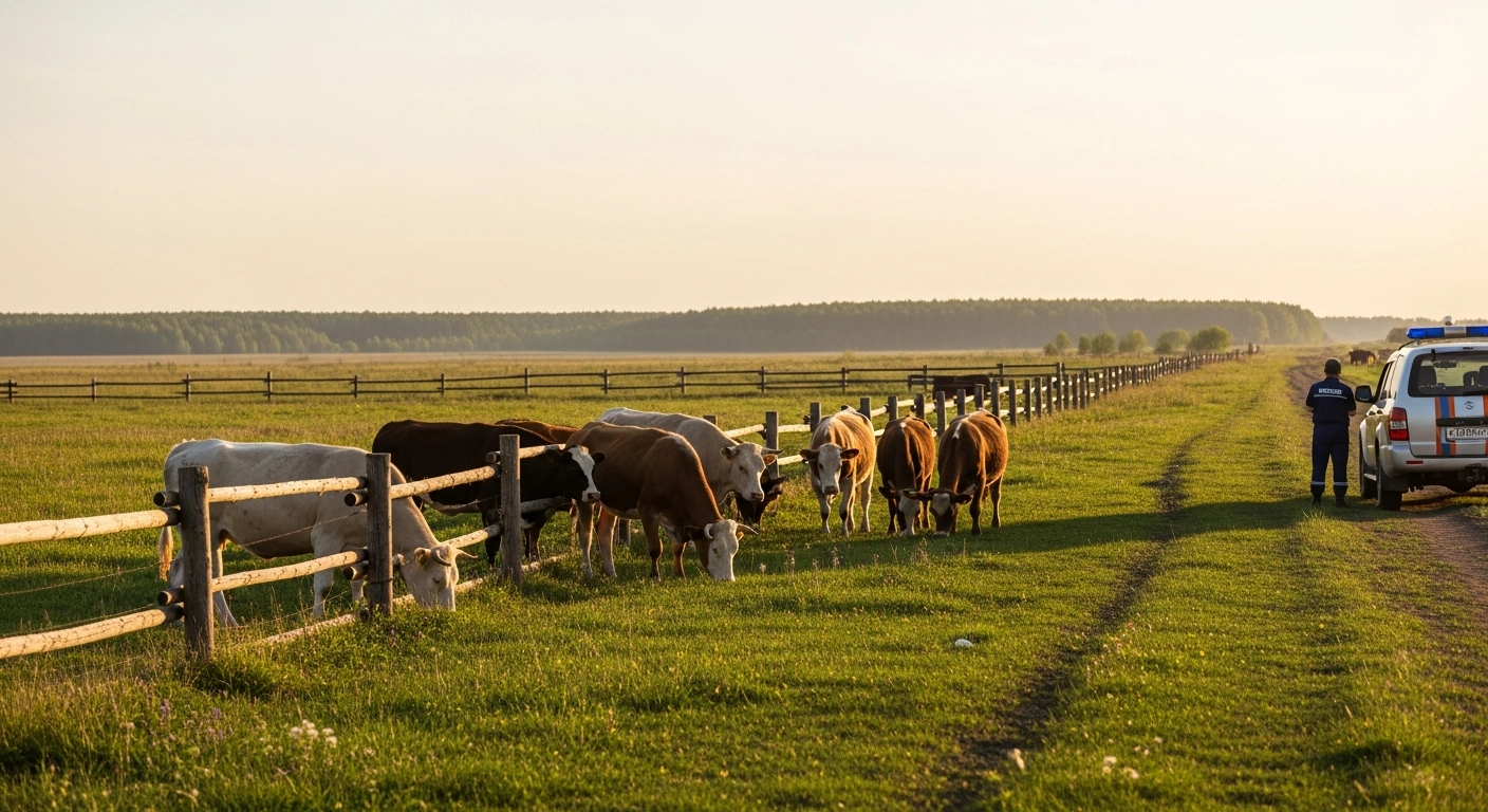A healthy herd of cattle grazes in a sunny field in the Novosibirsk region after quarantine restrictions for lumpy skin disease were lifted.
