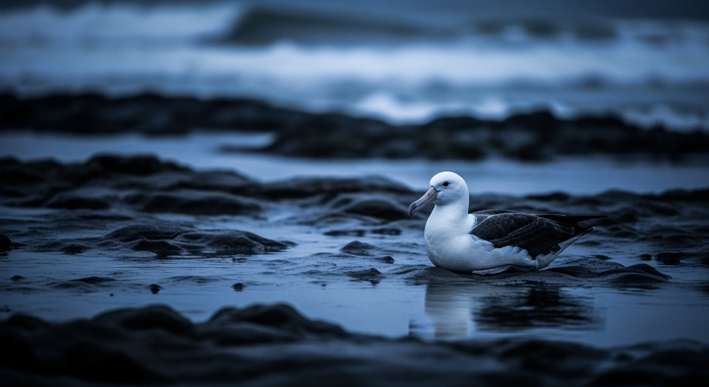 A deceased giant petrel lies on a sandy beach near Newcastle, New South Wales, following the first detection of the H5N1 avian influenza strain in the state.