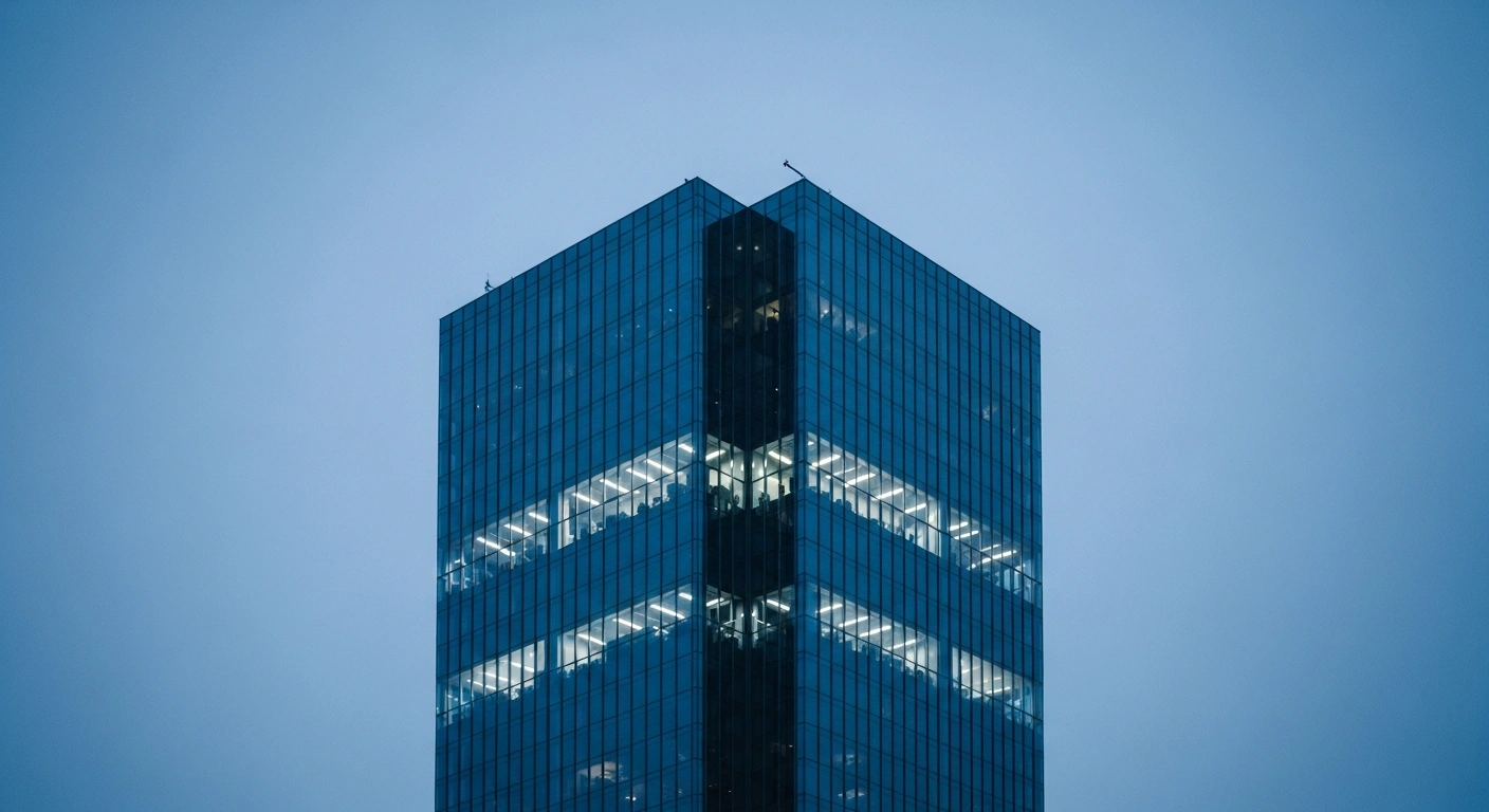 A modern office building stands as a private entity, representing the current status of OpenAI as it remains a non-public company.