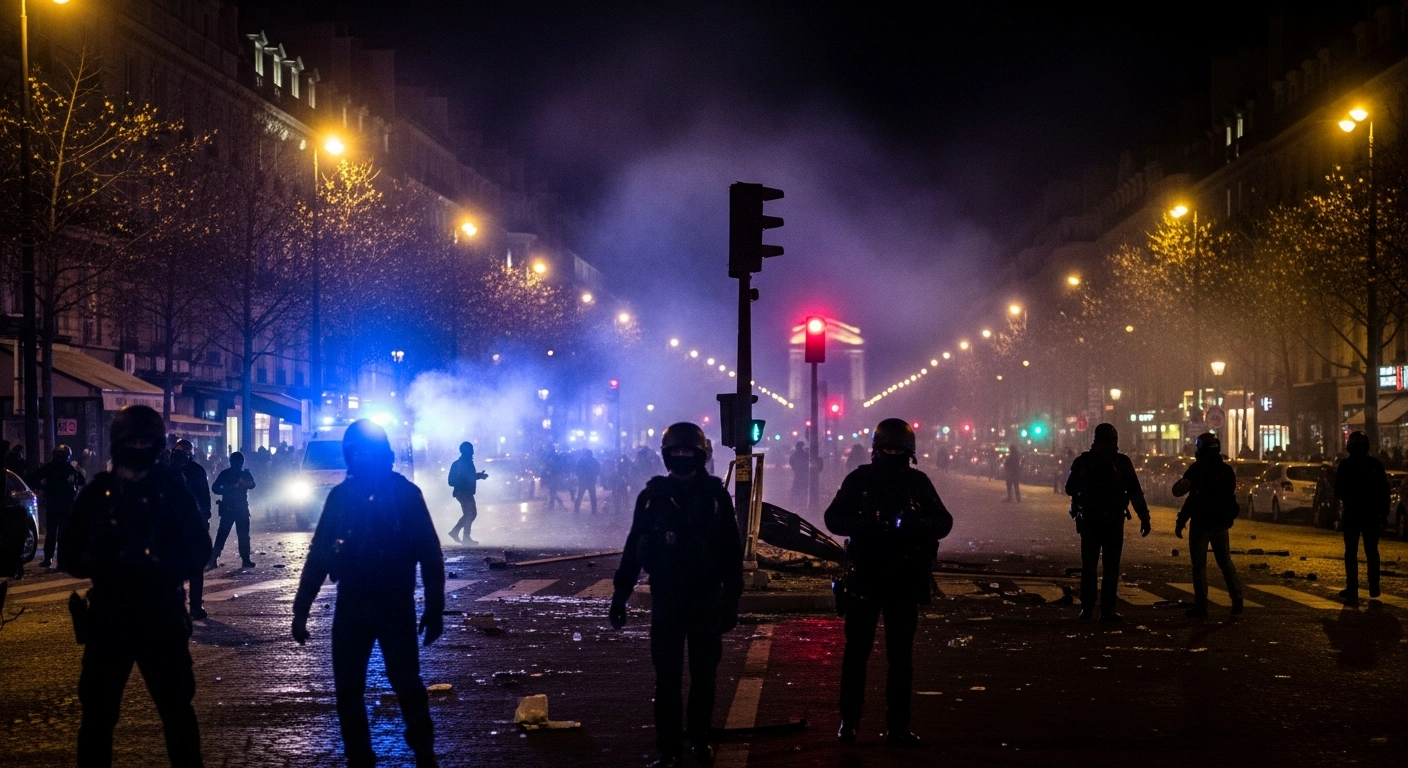 Police and Paris Saint-Germain fans clash in the streets of Paris following the 2020 Champions League final, resulting in widespread unrest.