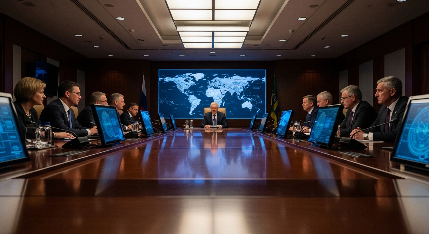 Presidential Aide Nikolai Patrushev chairs a high-level meeting of the Russian Maritime Board to discuss national security and naval development strategies.