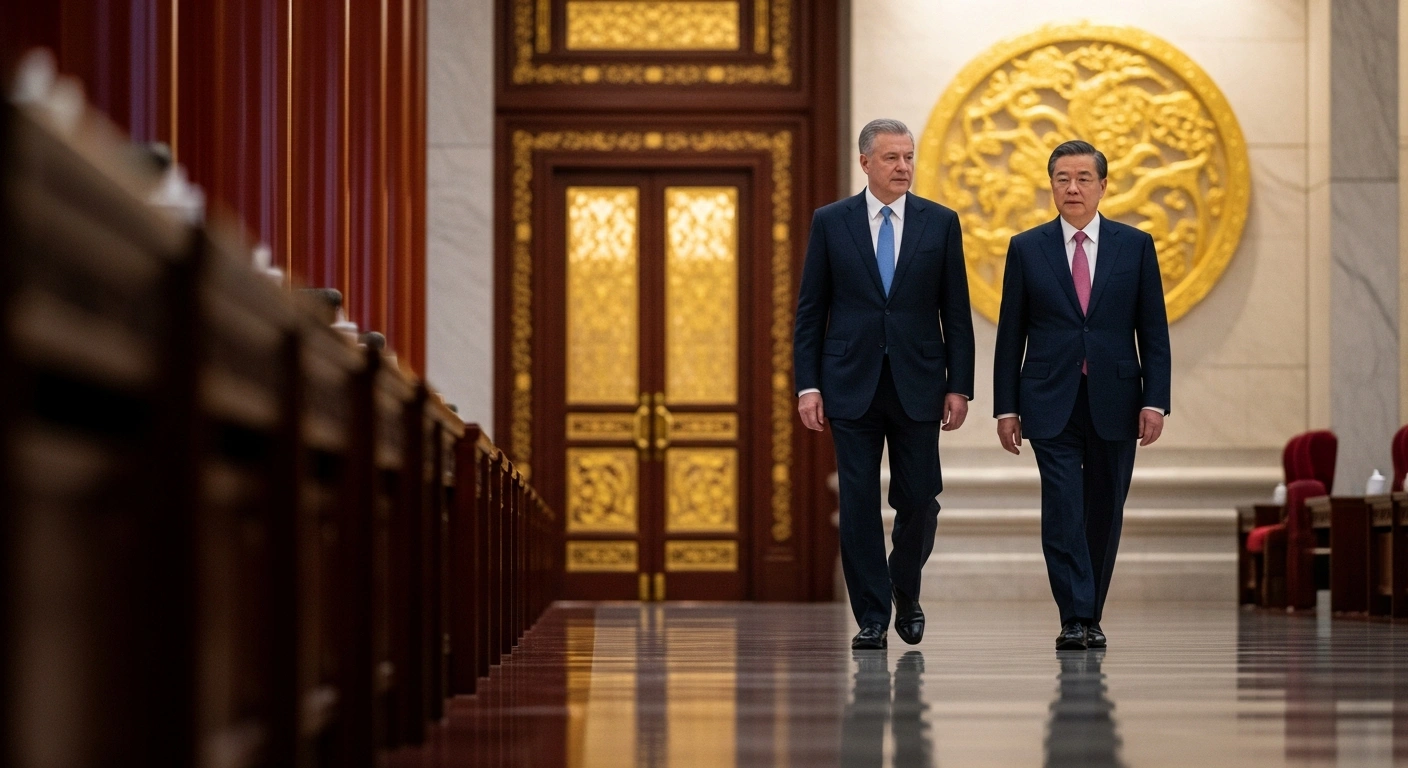 Slovak President Peter Pellegrini and Chinese President Xi Jinping walk together during a formal state visit in Beijing to discuss bilateral economic cooperation.