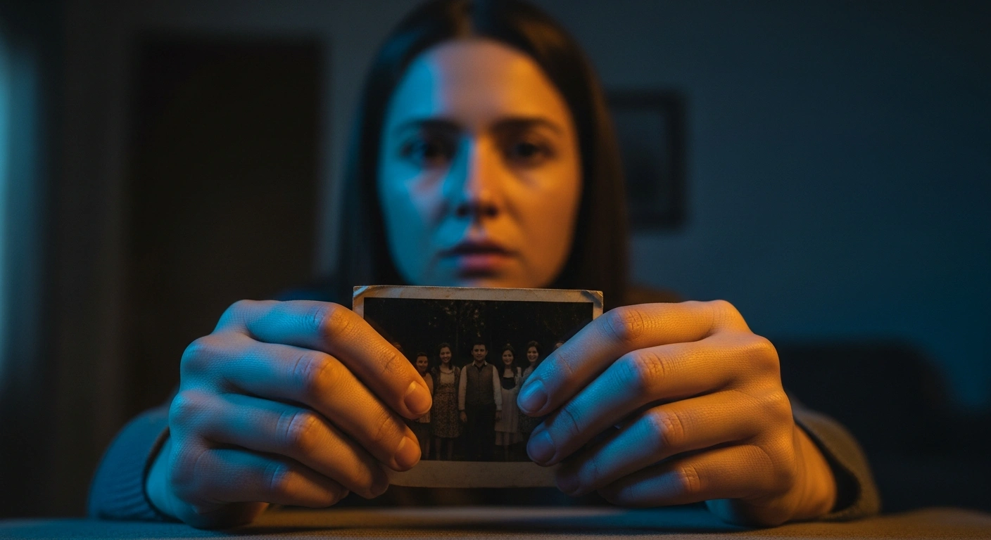 A woman holds a photograph while advocating for the release of her husband, Perry Blackburn, who is currently detained in Saudi Arabia with declining health.