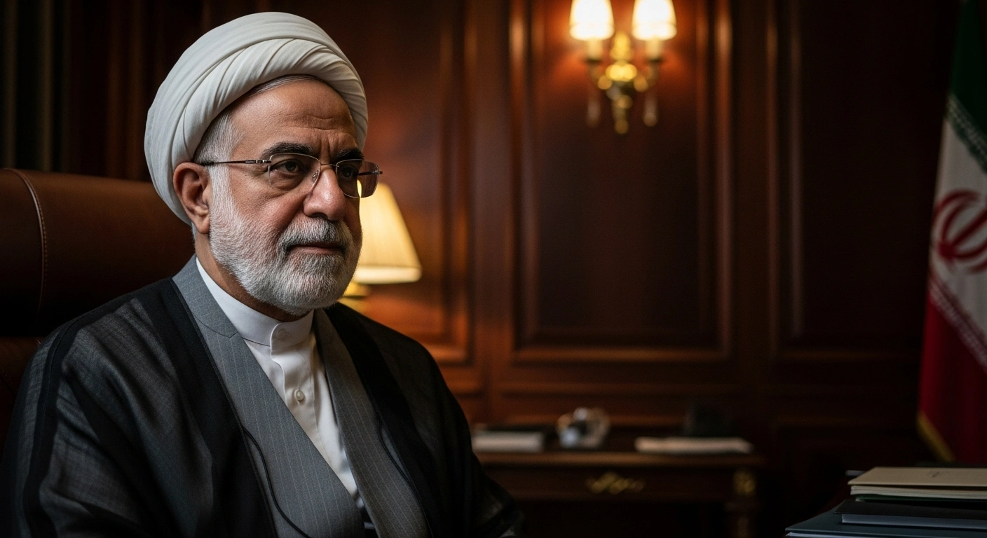Iranian President Masoud Pezeshkian stands in his office, reflecting on the importance of maintaining diplomatic channels with the United States.
