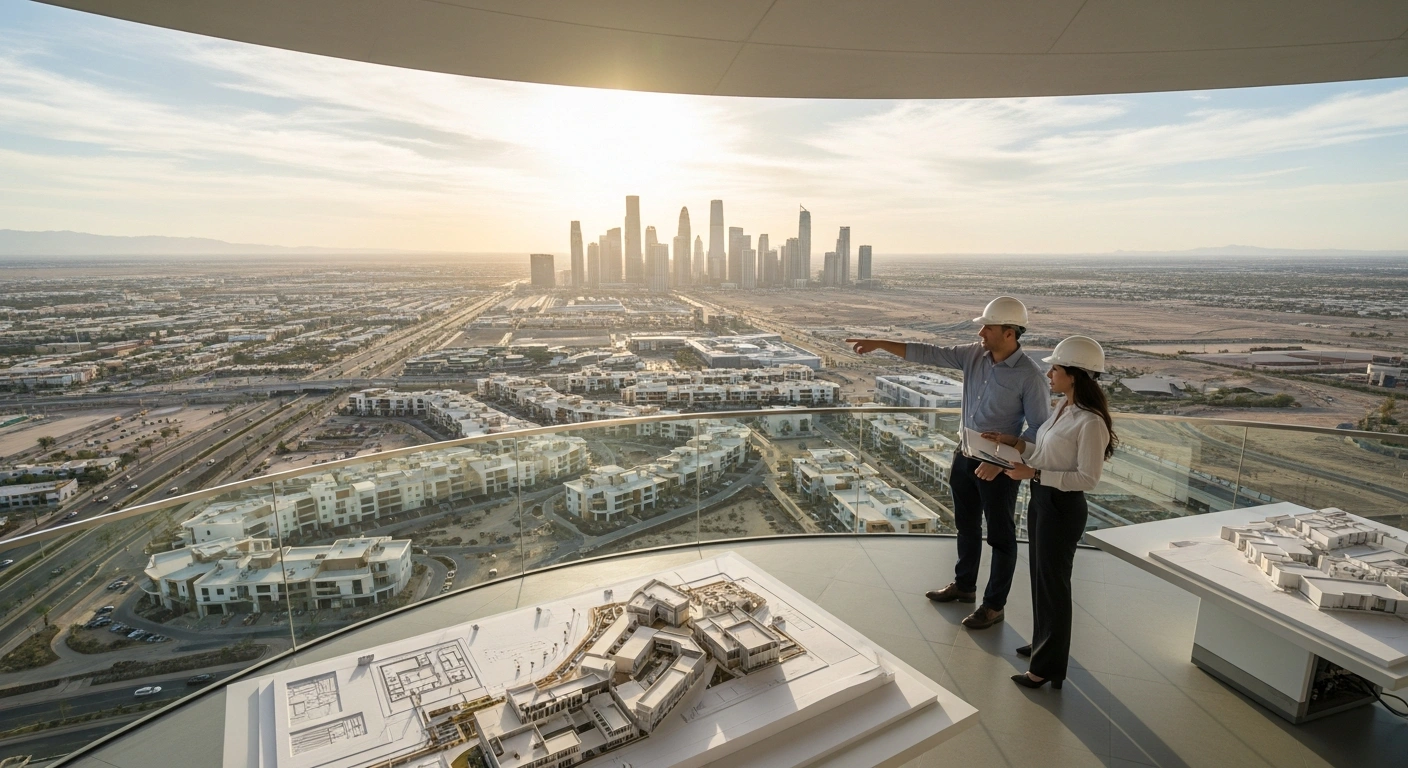 Representatives from Saudi Arabia's Public Investment Fund and Egypt's Talaat Moustafa Group discuss a new mixed-use real estate development project.
