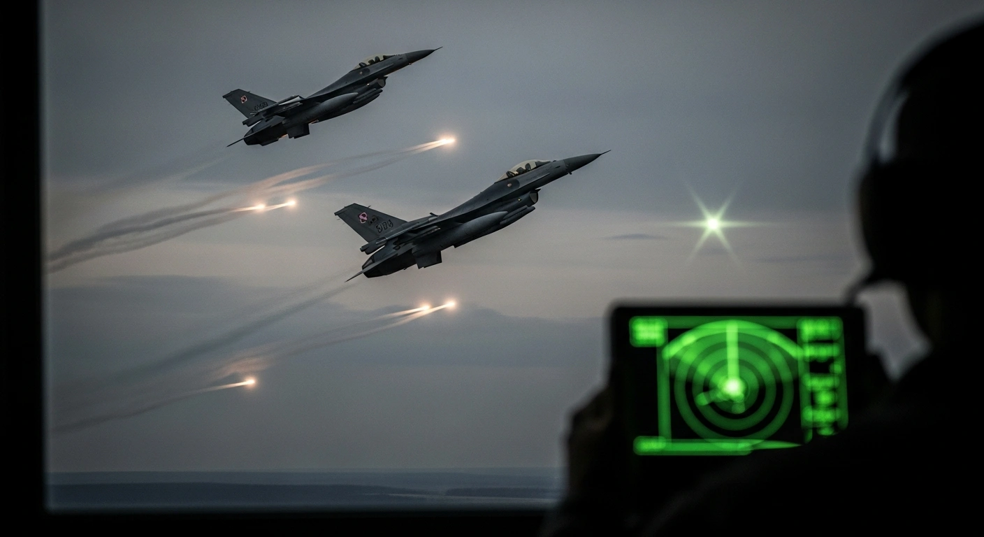 Polish fighter jets patrol the border as air defense systems monitor an unidentified object entering Polish airspace during a missile attack.