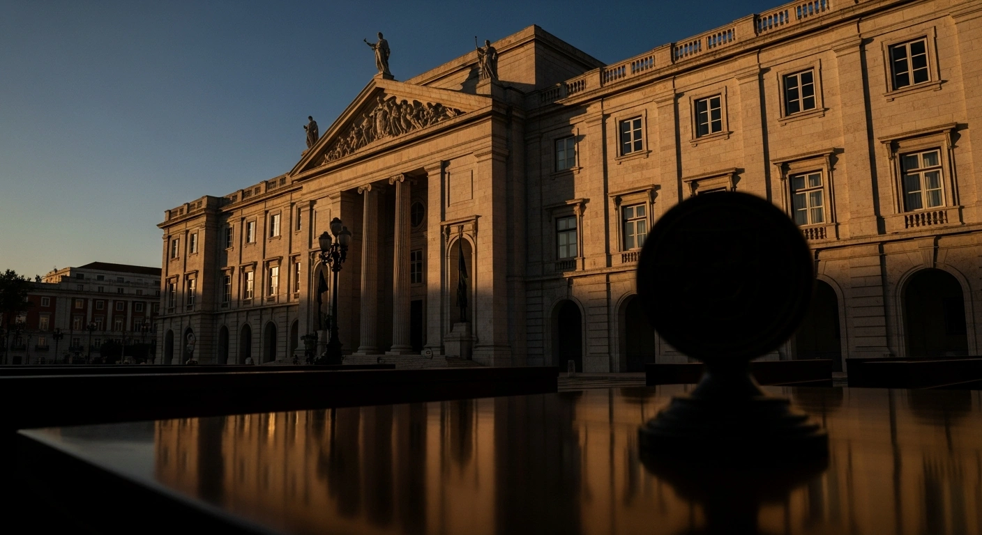The Portuguese Parliament building stands in Lisbon as the government implements a revised nationality law with stricter citizenship requirements.