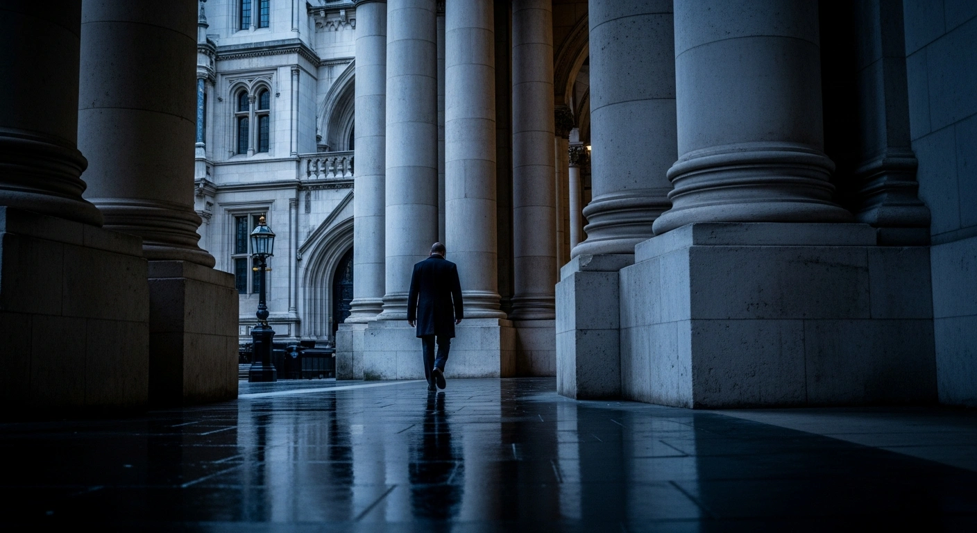 Prince Harry walks away from a historic London courthouse after a High Court judge dismissed his privacy lawsuit against Associated Newspapers.