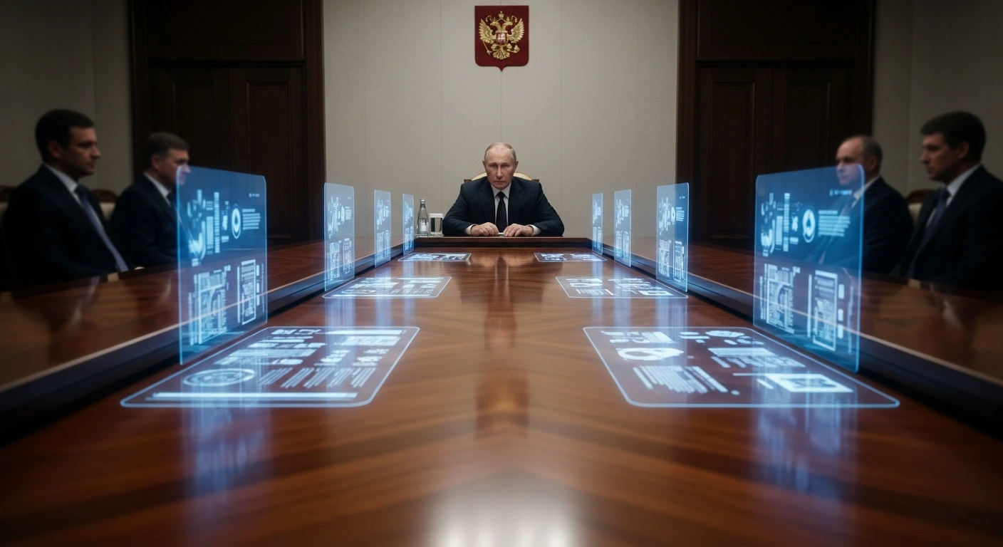 Russian President Vladimir Putin chairs a Security Council meeting to discuss national digital infrastructure and cybersecurity threats.