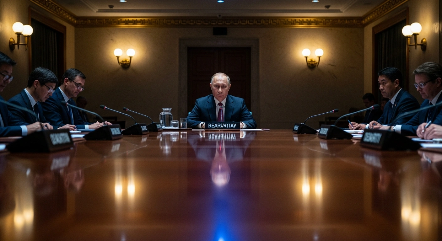 Russian President Vladimir Putin chairs a high-level Security Council meeting to discuss the protection of critical infrastructure.