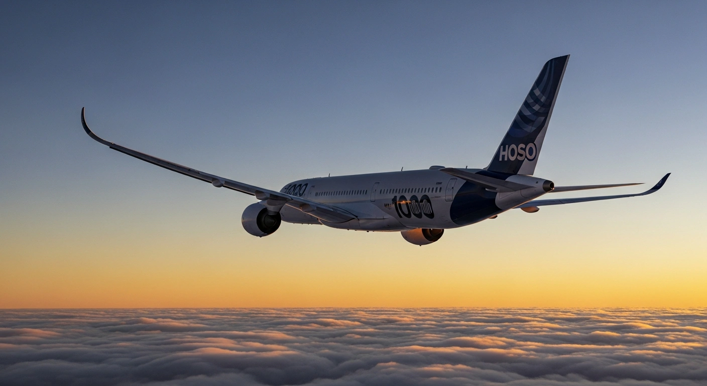 A Qantas Airbus A350-1000 aircraft flies through the clouds during a long-haul flight as part of the Project Sunrise initiative.