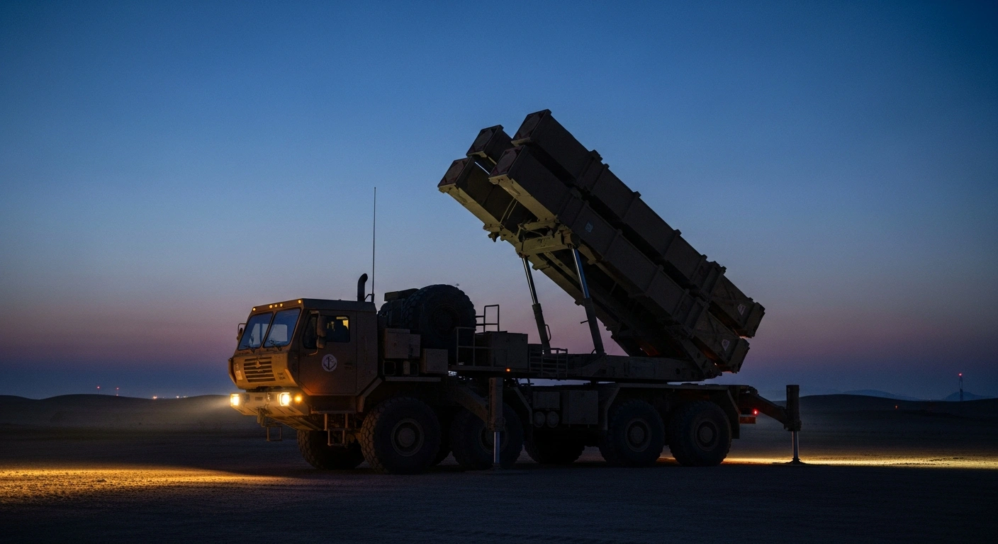A Patriot missile system on a mobile truck launcher is deployed at Qatar's Al Udeid Air Base, as revealed by satellite imagery, enhancing defensive capabilities amidst escalating tensions with Iran.