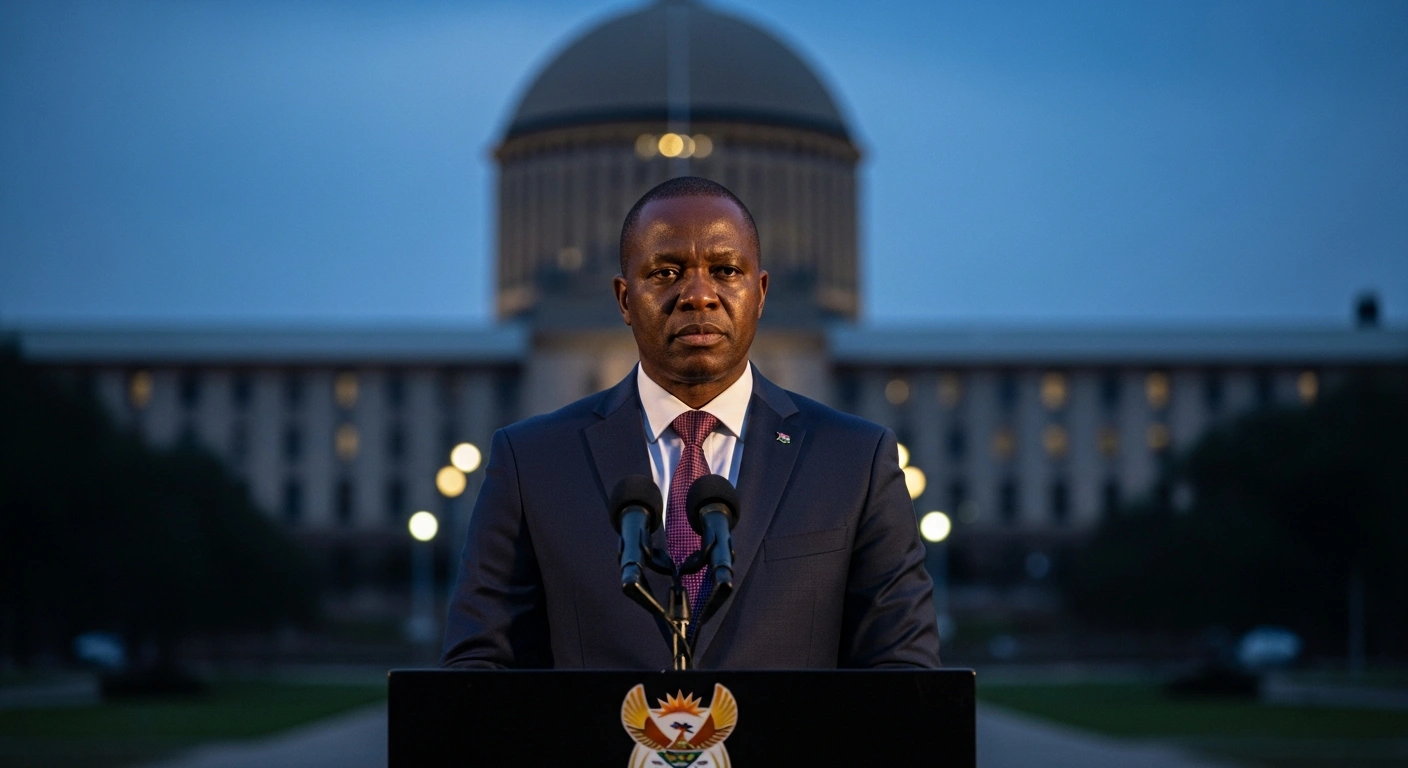 South African President Cyril Ramaphosa delivers a formal address emphasizing the rule of law and the protection of all people against xenophobic violence.