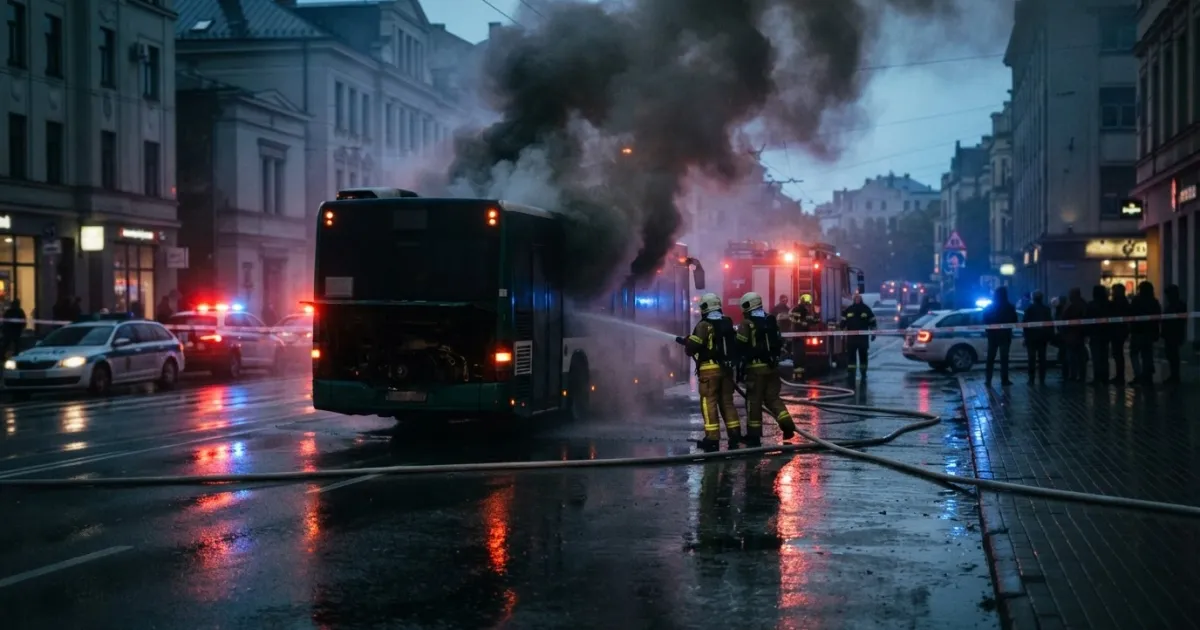 Passengers Evacuated Safely Following Bus Engine Fire in Riga