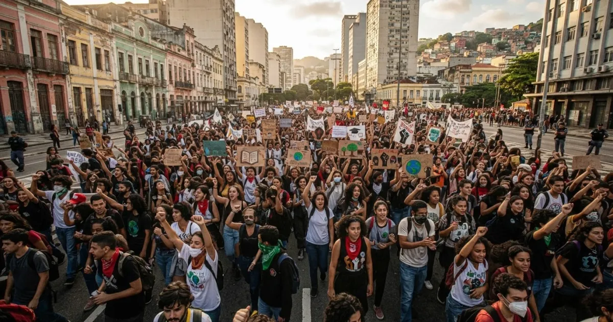 Students Stage Demonstrations in Rio de Janeiro Against Far-Right Political Figures