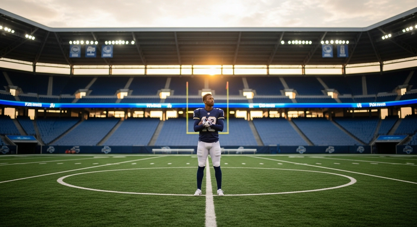 Professional football player Rocco Reitz stands on the pitch after his high-profile transfer to RB Leipzig from Borussia Mönchengladbach.