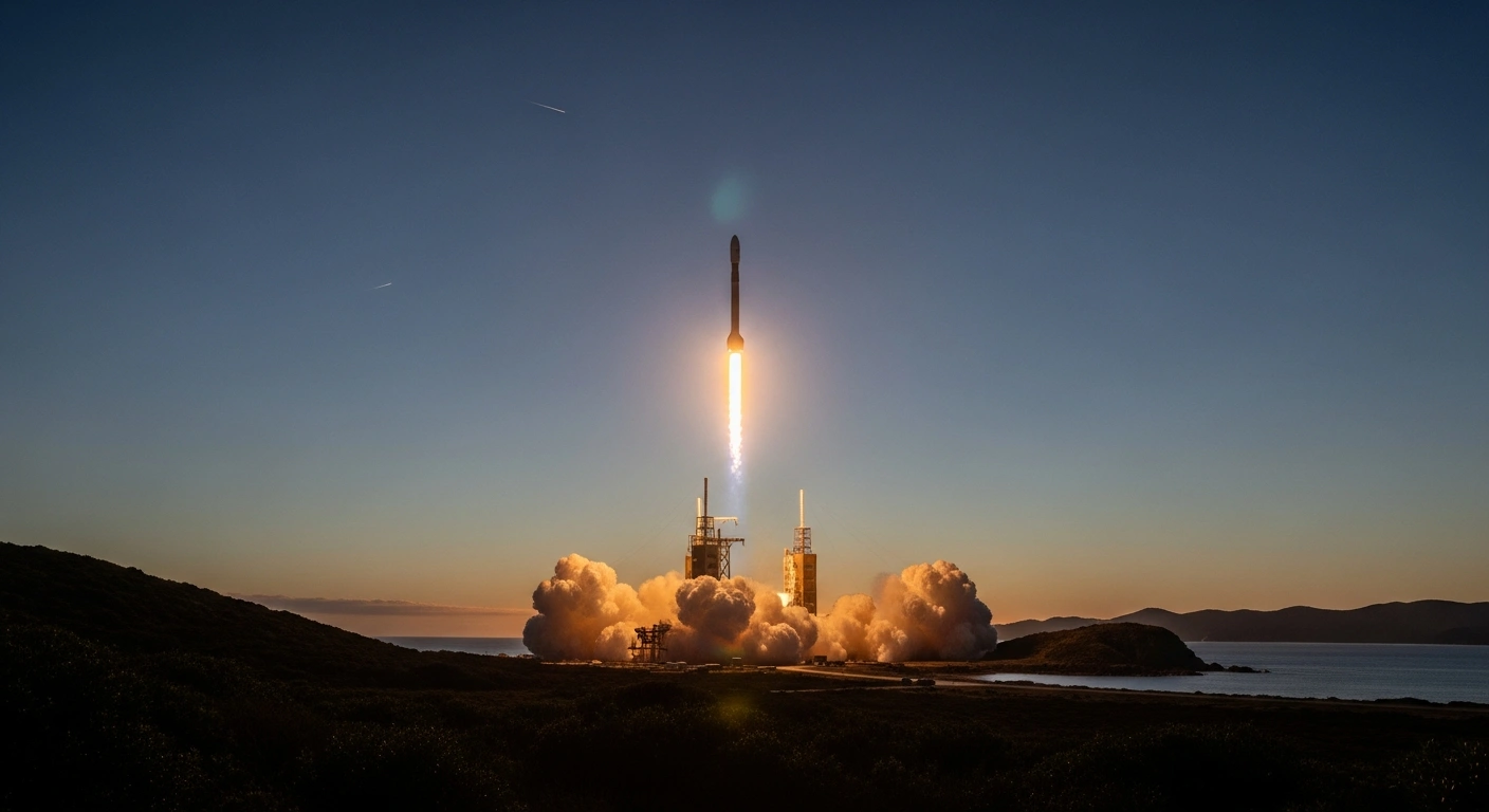 An Electron rocket, operated by Rocket Lab, launches into a pre-dawn sky from New Zealand, carrying the Japanese QPS-SAR-14 (YACHIHOKO-I) satellite for iQPS to expand its high-resolution SAR constellation.