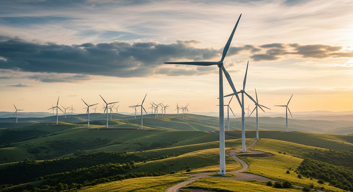 A wide view of a large-scale wind farm in Romania that is being developed by Rezolv Energy with support from the EBRD.