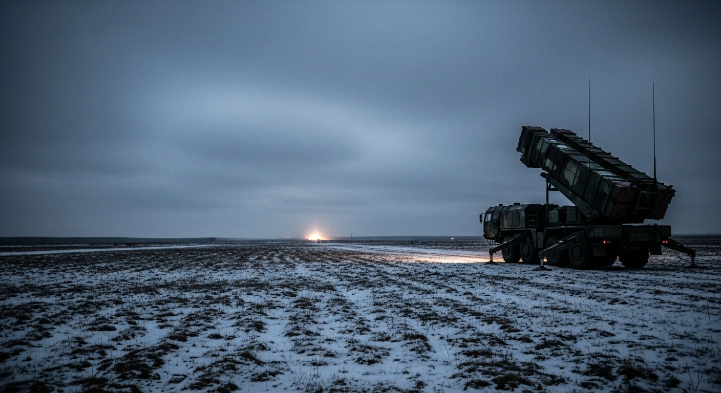 A mobile missile launcher stands on a snowy field during joint Russian and Belarusian military exercises involving tactical nuclear force training.