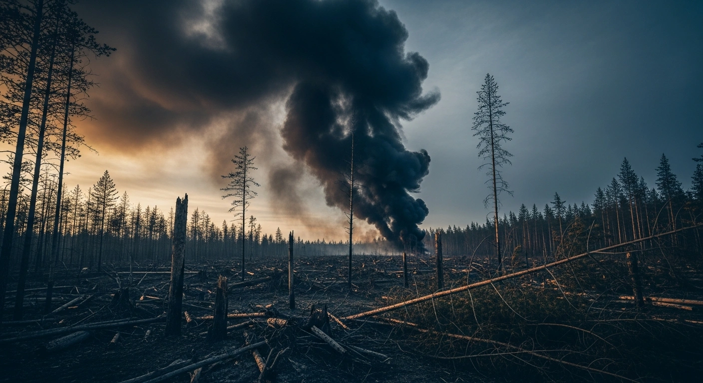 A plume of smoke rises from a crash site in the Irkutsk region after a Russian Tu-22M3 strategic bomber went down during a training flight.