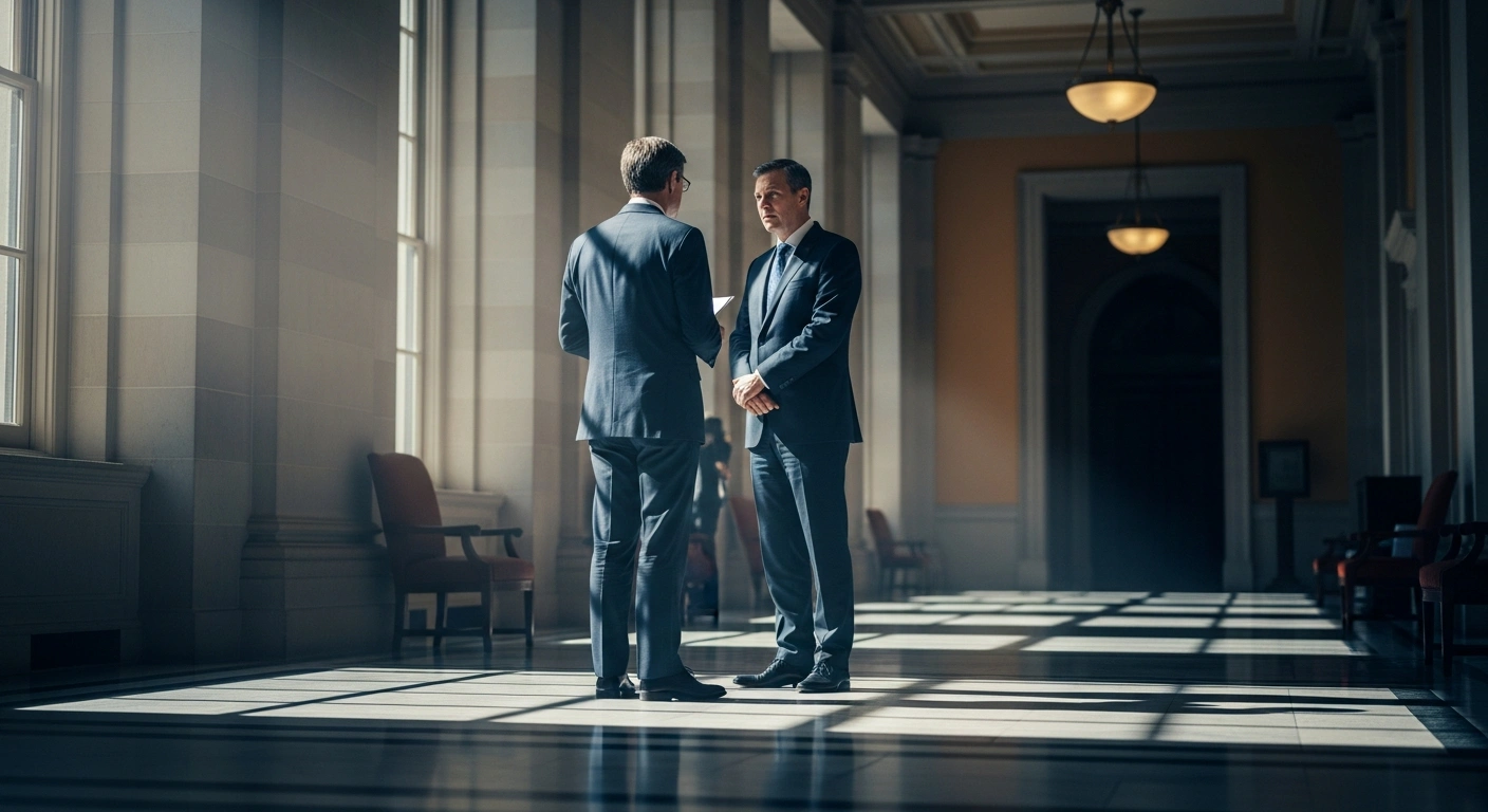 A Russian parliamentary delegation meets with officials in a grand government building to discuss diplomatic relations.