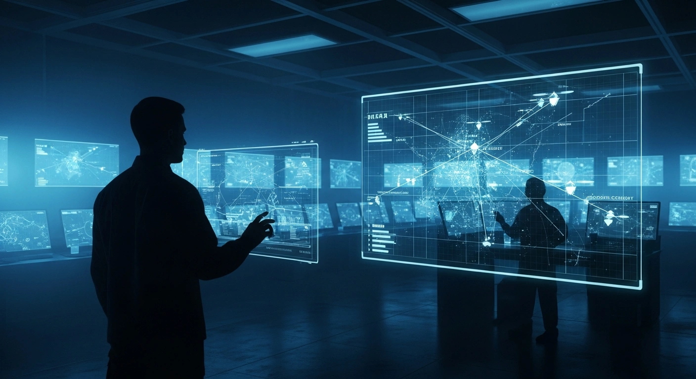 A military officer monitors tactical drone flight paths and logistical data within a Russian Unmanned Systems Forces command center.